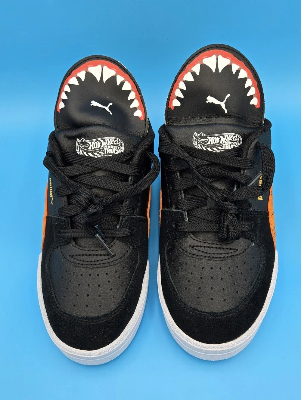 Puma CAR PRO HOT WHEELS Black Sneakers with Orange Stripe 403431 01 Kids 3.5 US